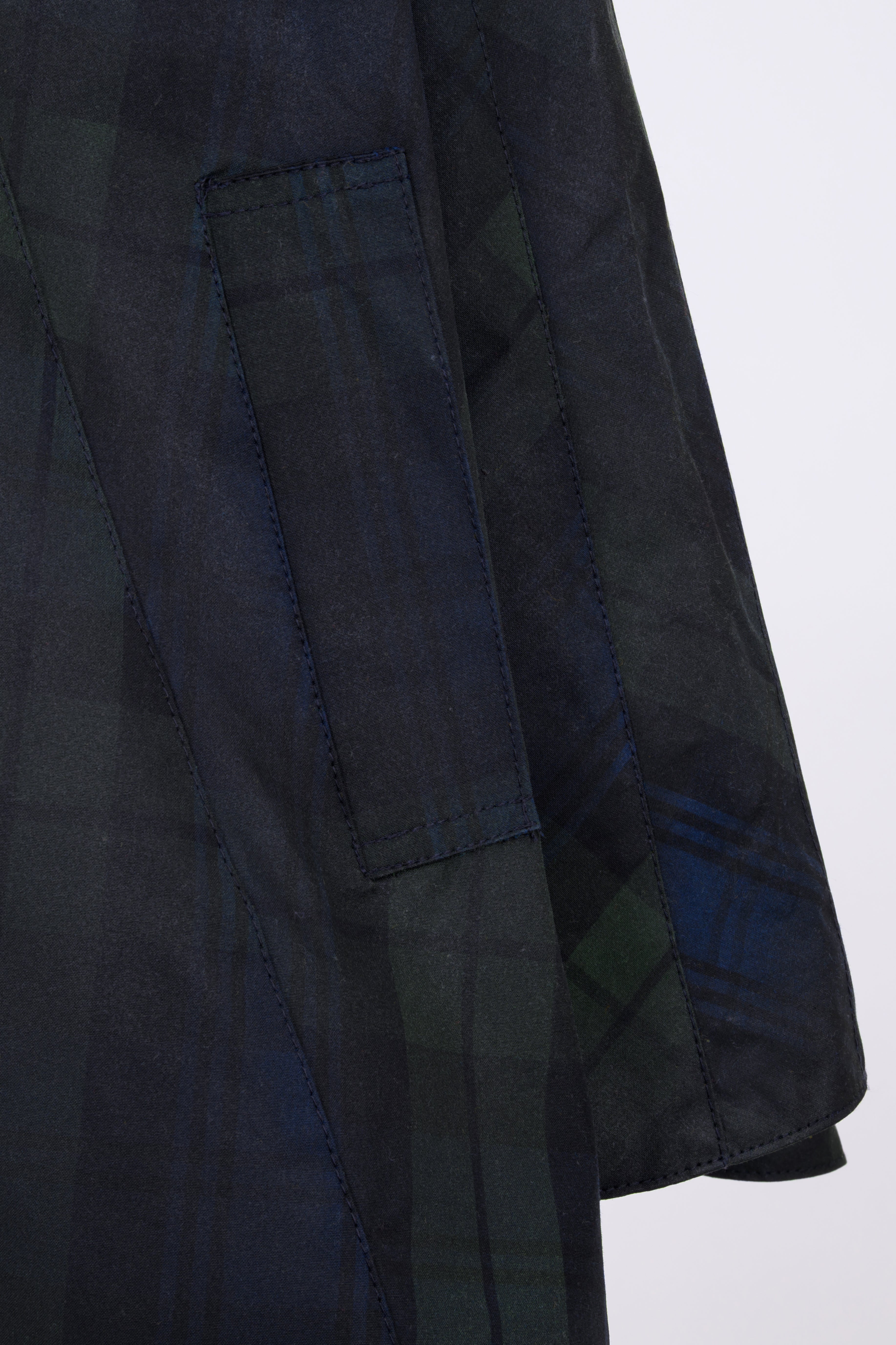 W16T - Ladies Dublin Tartan Wax Hooded Cape - BLACKWATCH - Oxford Blue