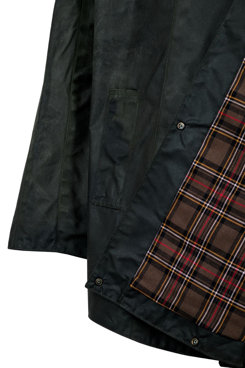 W16 - Ladies Dublin Waxed Hooded Cape - GREEN - Oxford Blue