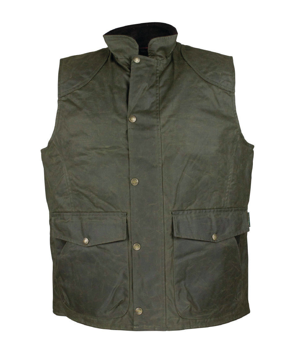 W174 - Men's Antique Wax Chelsea Gilet - GREEN - Oxford Blue