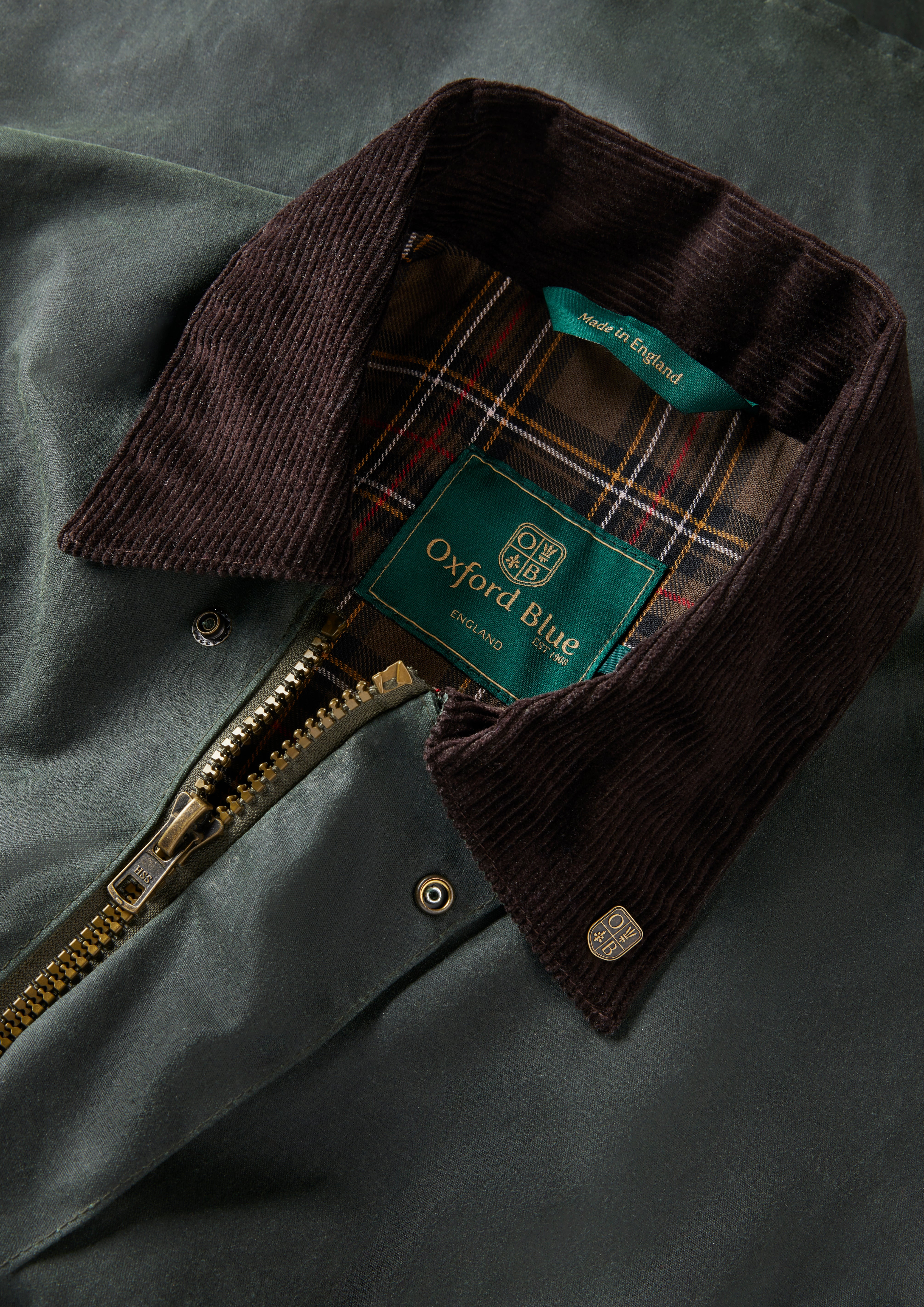 W01 - Men's Countryman Wax Jacket - GREEN - Oxford Blue