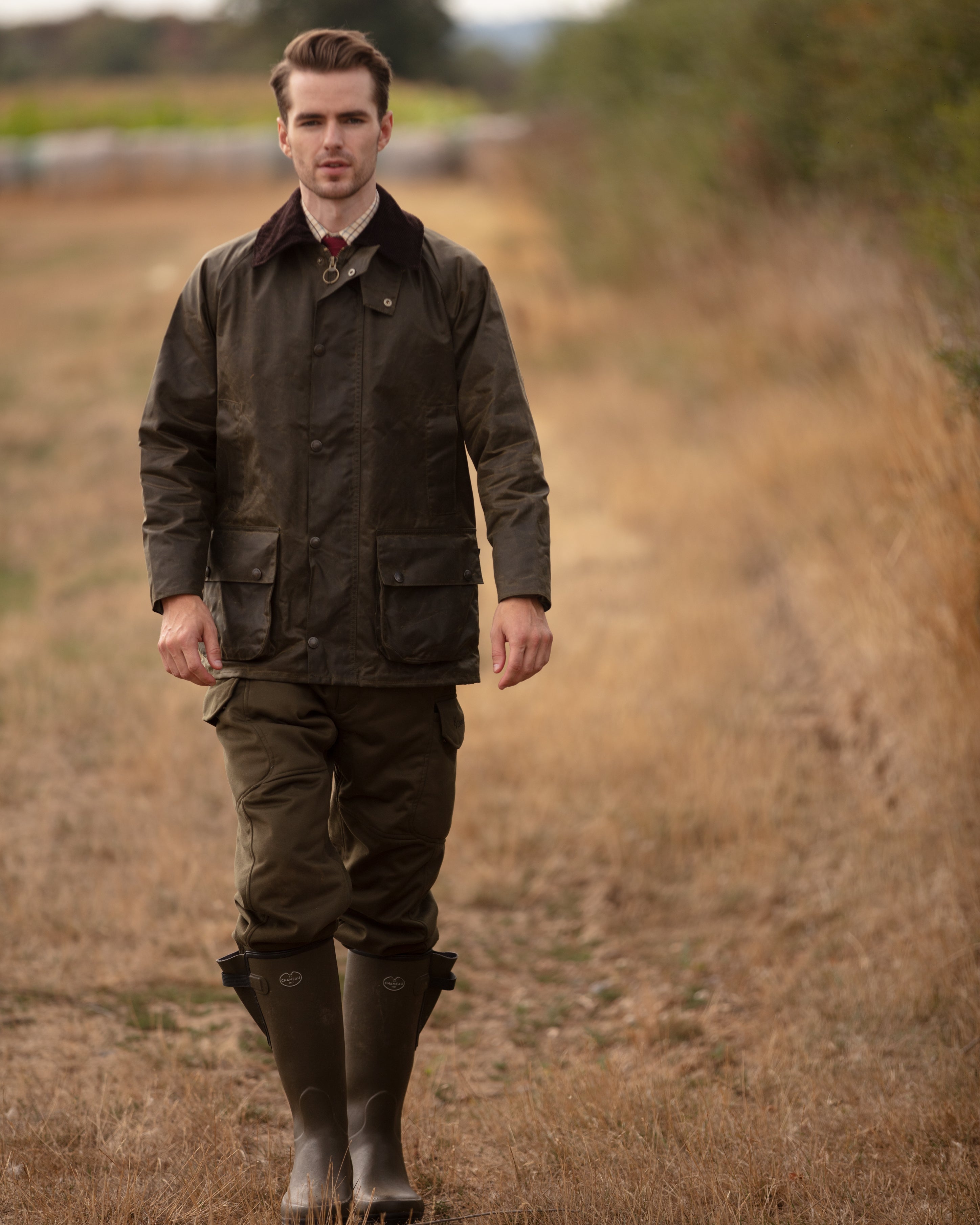 W97 - Gamekeeper Wax Jacket (Silkwax) DARK OLIVE - Oxford Blue