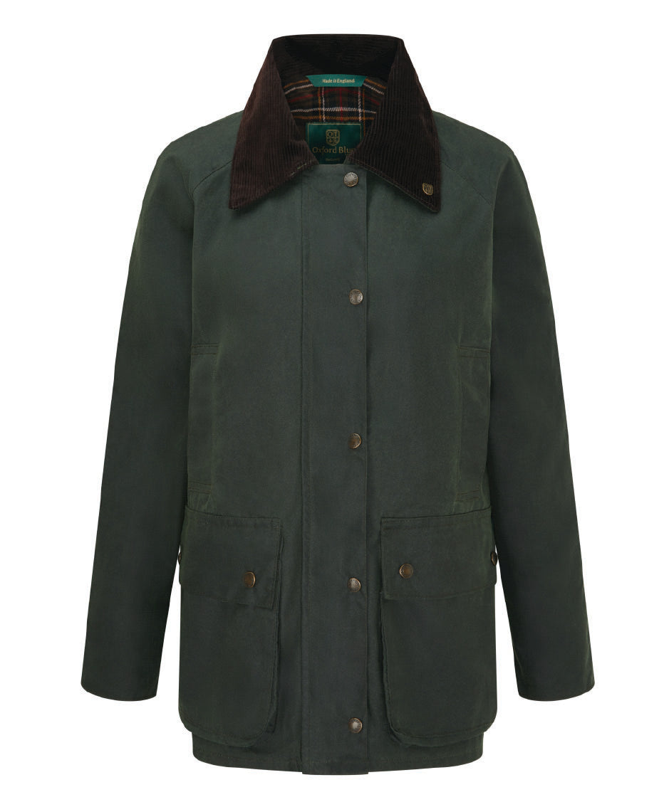W24 - Women's Countrygirl Wax Jacket - GREEN - Oxford Blue