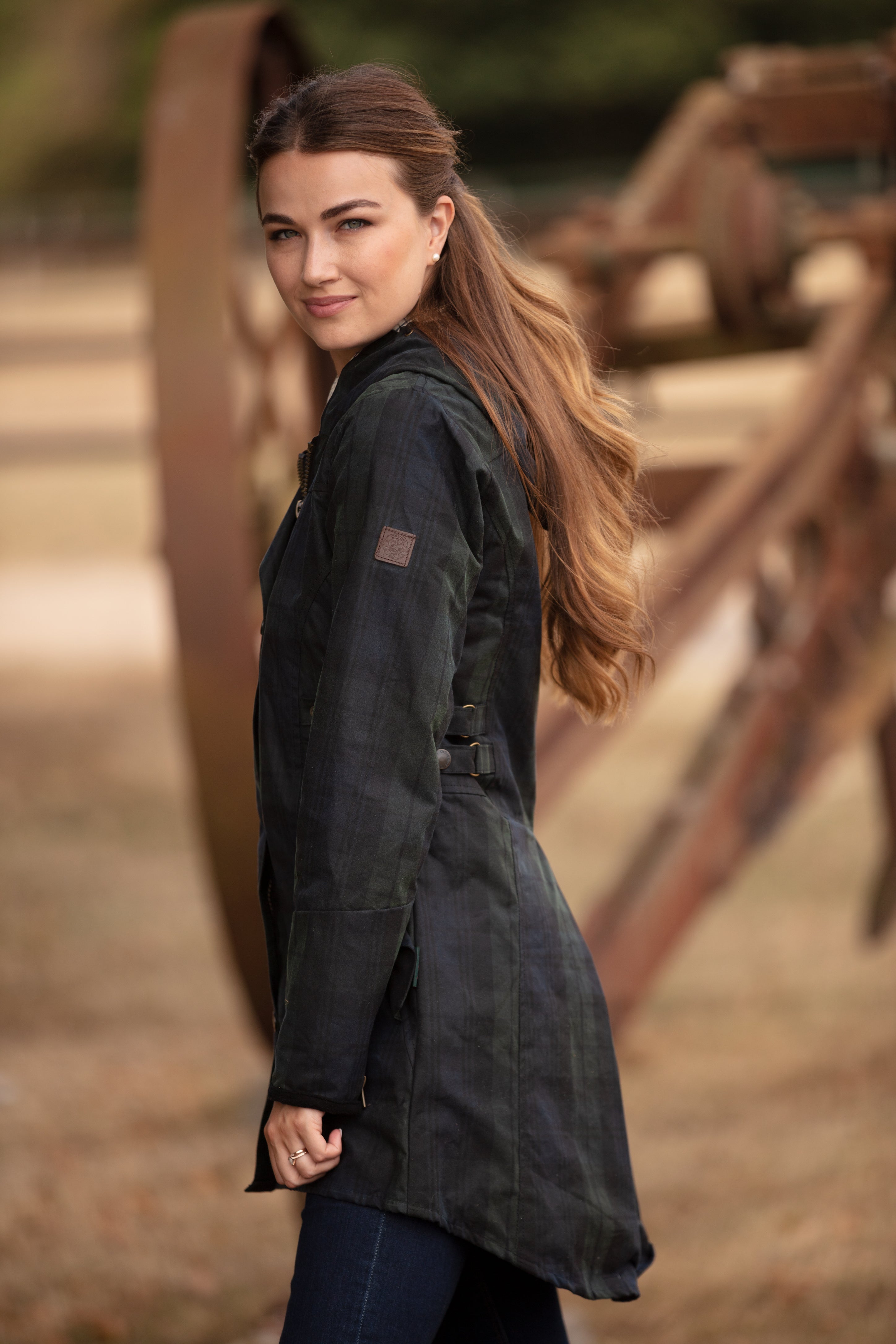 W315 - Women's Wax Tartan Hooded Katrina - BLACKWATCH - Oxford Blue