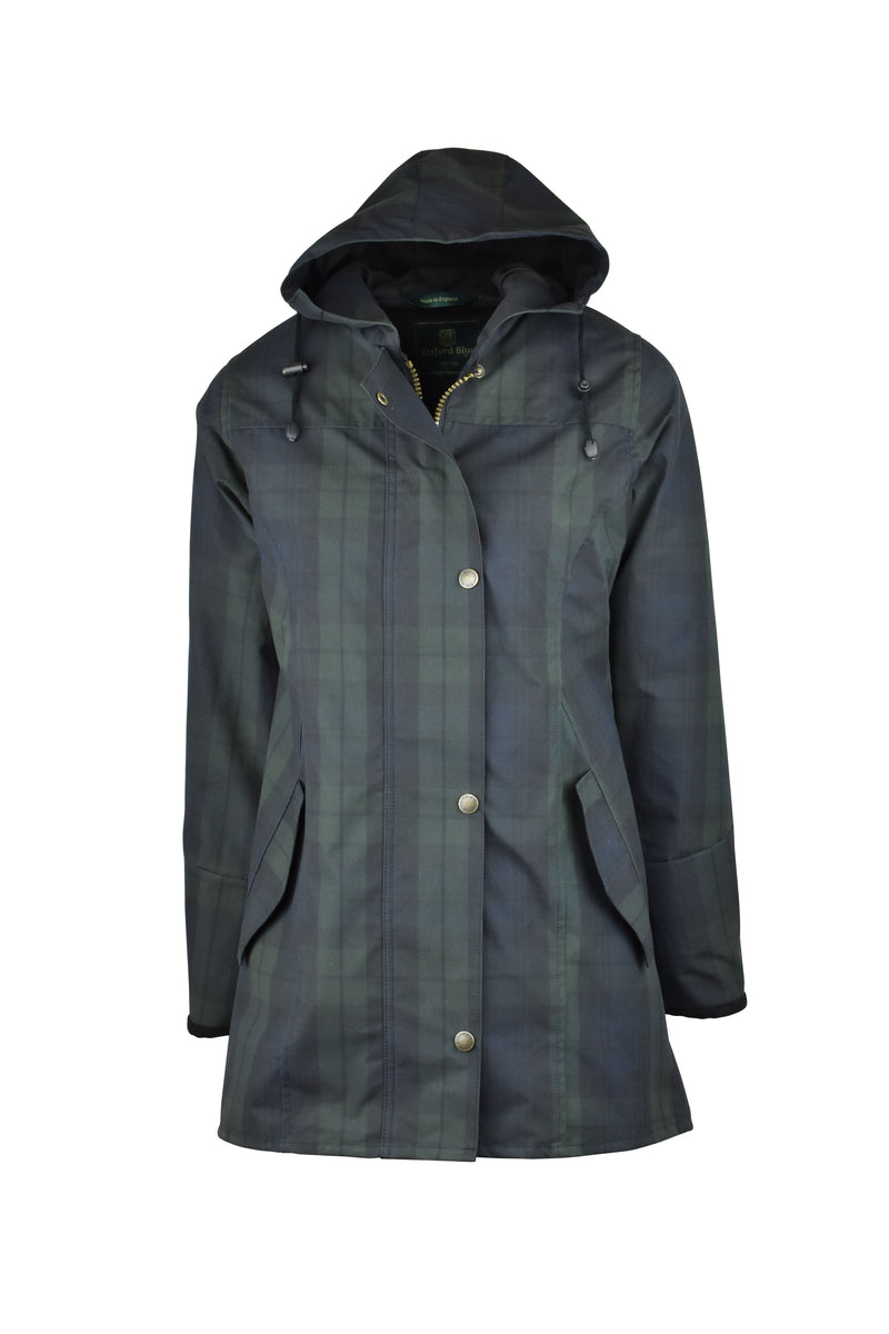 Ladies Hooded Tartan Washwax Katrina BLACKWATCH Oxford Blue