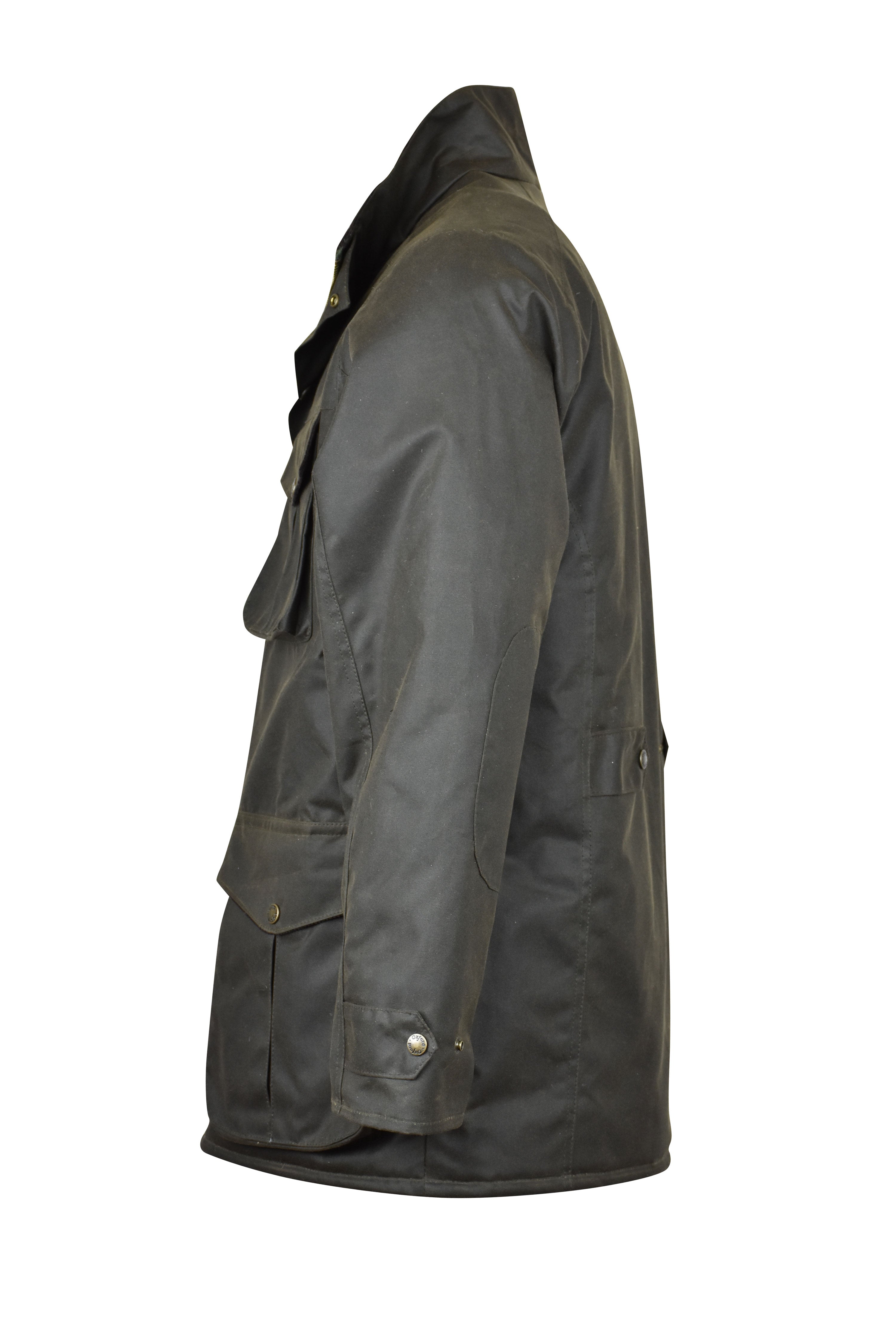 W71 - Men's Fiskar Padded Wax Coat - DARK OLIVE - Oxford Blue
