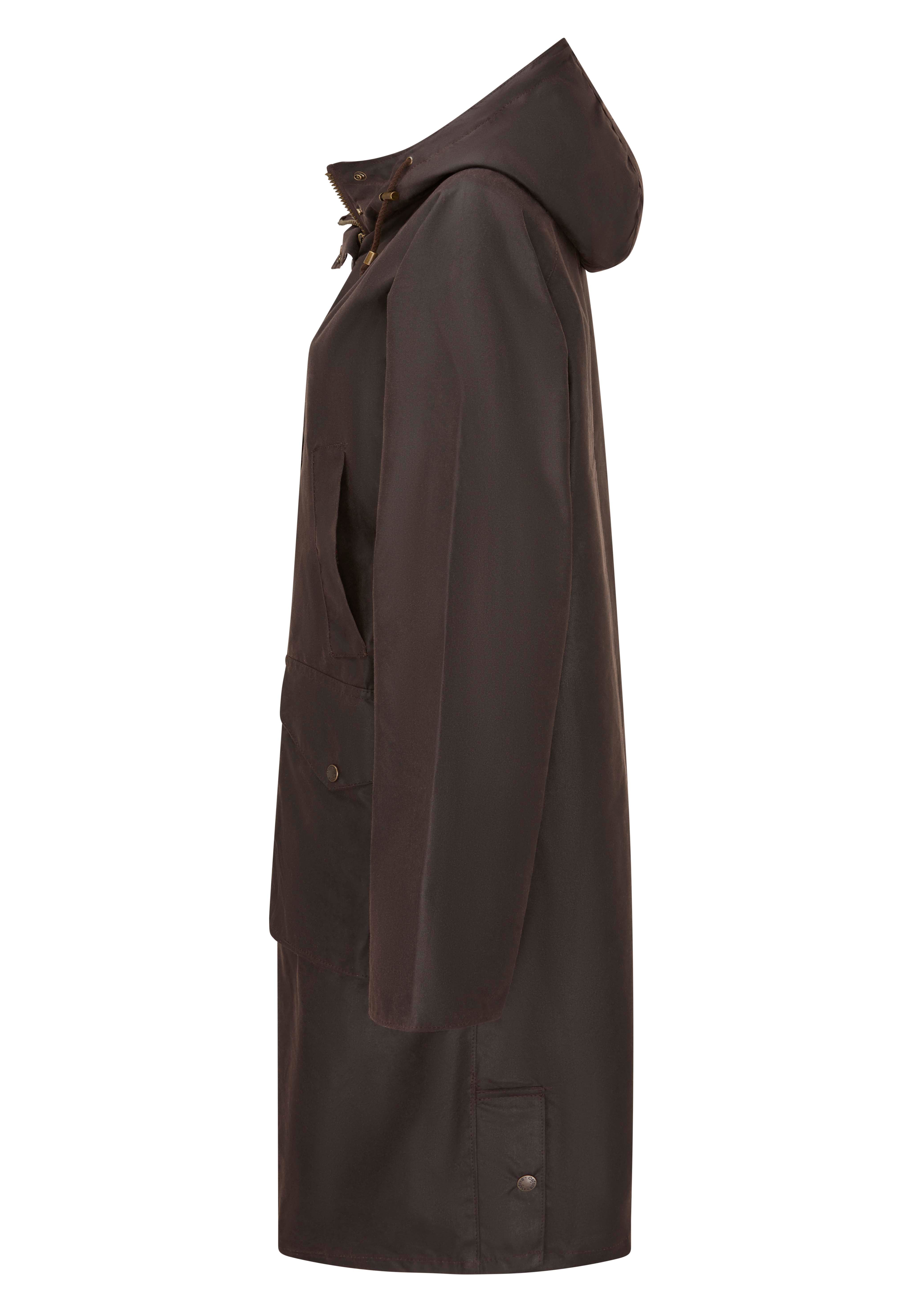 W96 - Women's Devon Wax Coat - BROWN - Oxford Blue