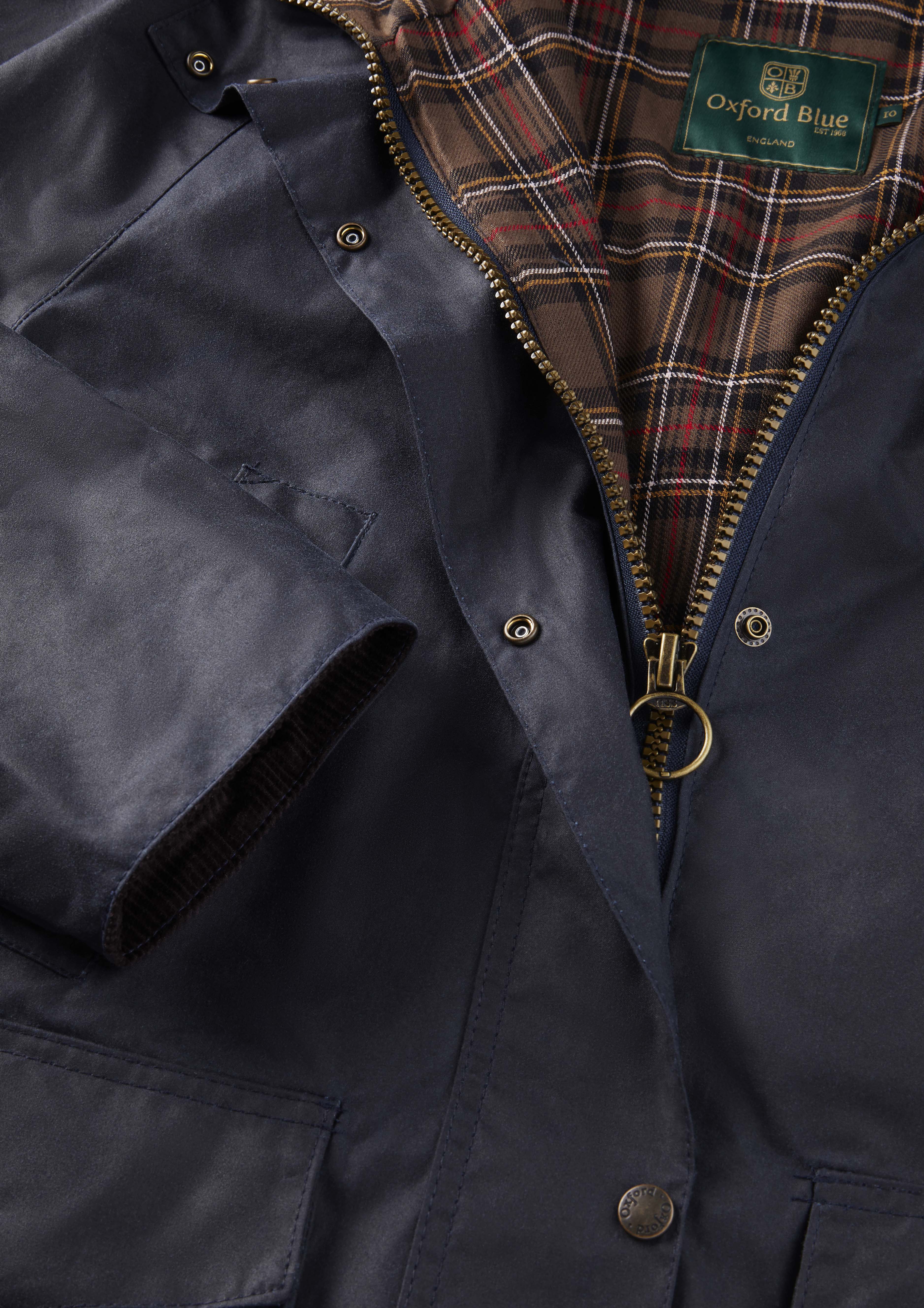 W96 - Women's Devon Wax Coat - NAVY - Oxford Blue