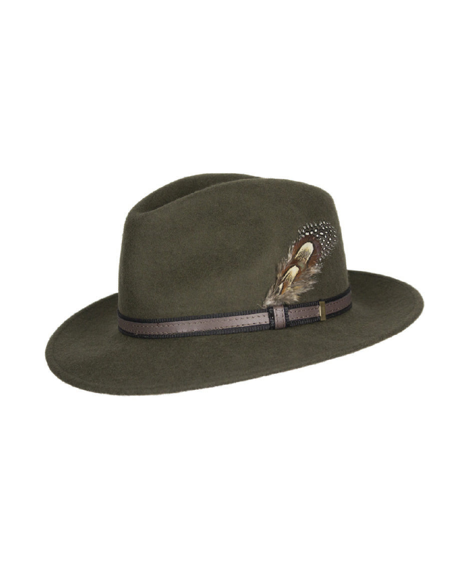 HW01 - Unisex Fedora Wool Hat - KHAKI - Oxford Blue