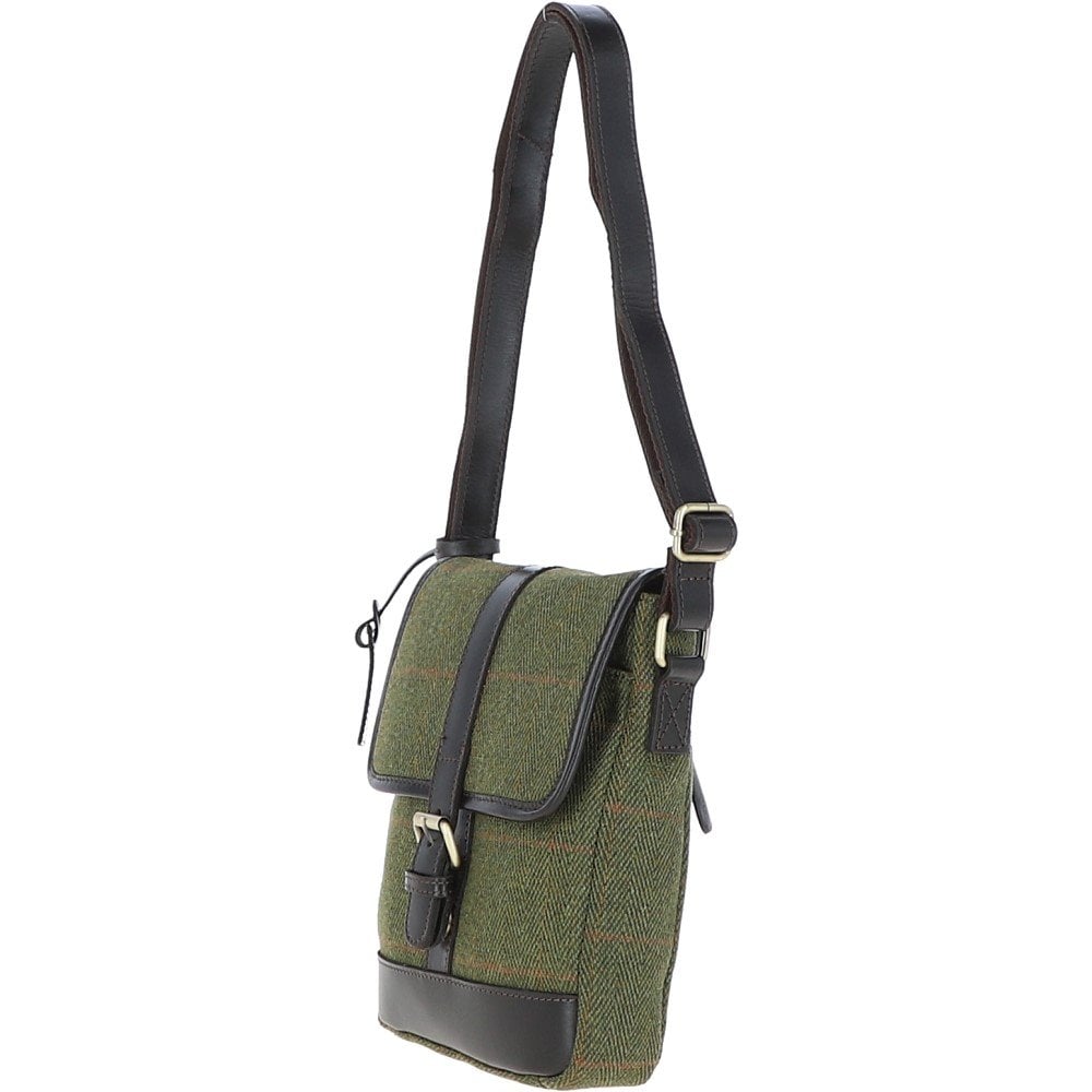 Toby Leather/Tweed Cross Body Bag - LOVAT (5433/22) - Oxford Blue