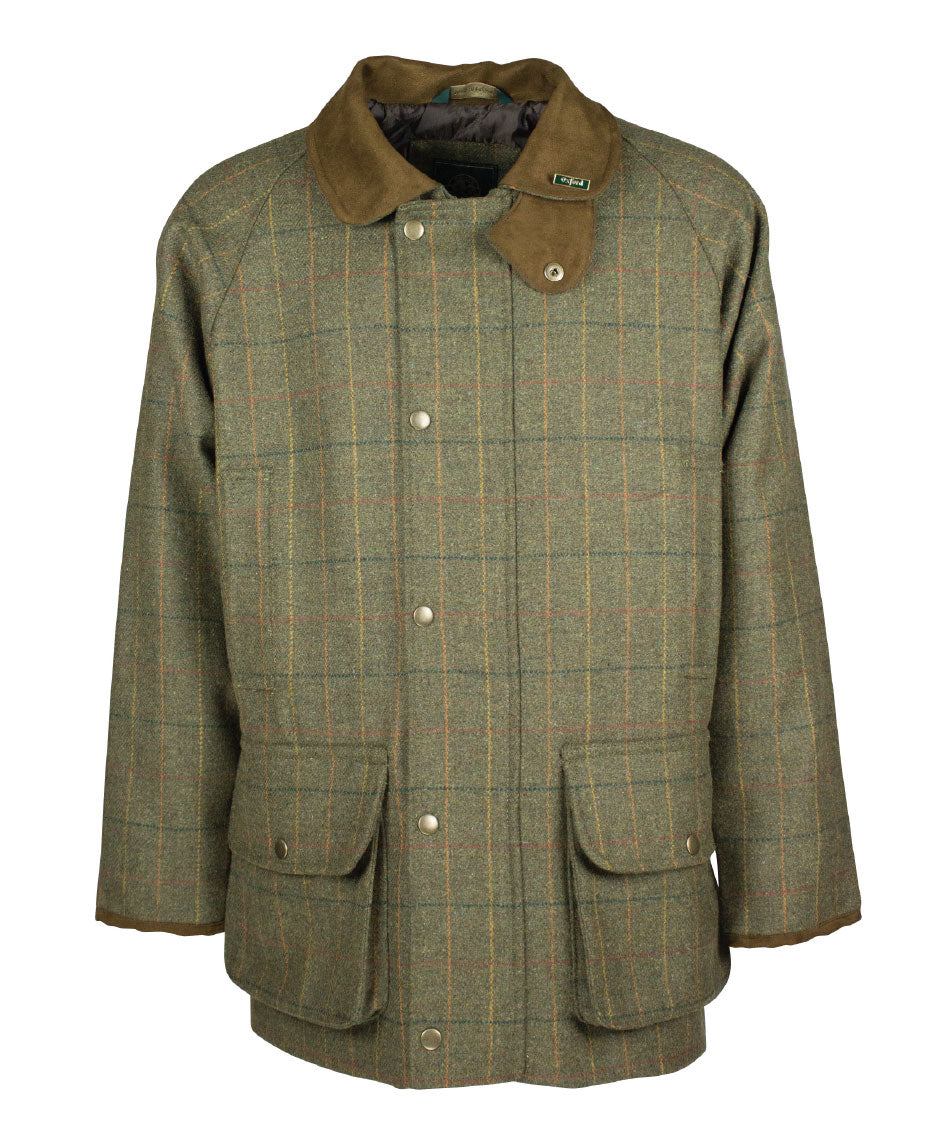 MT12 - Men's Braemer Shootong Coat- GREEN CHECK - Oxford Blue