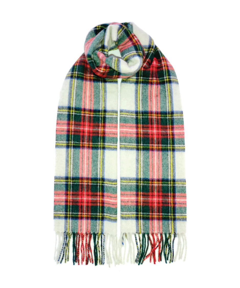 Dress Stewart Lambswool Check Scarf - Oxford Blue