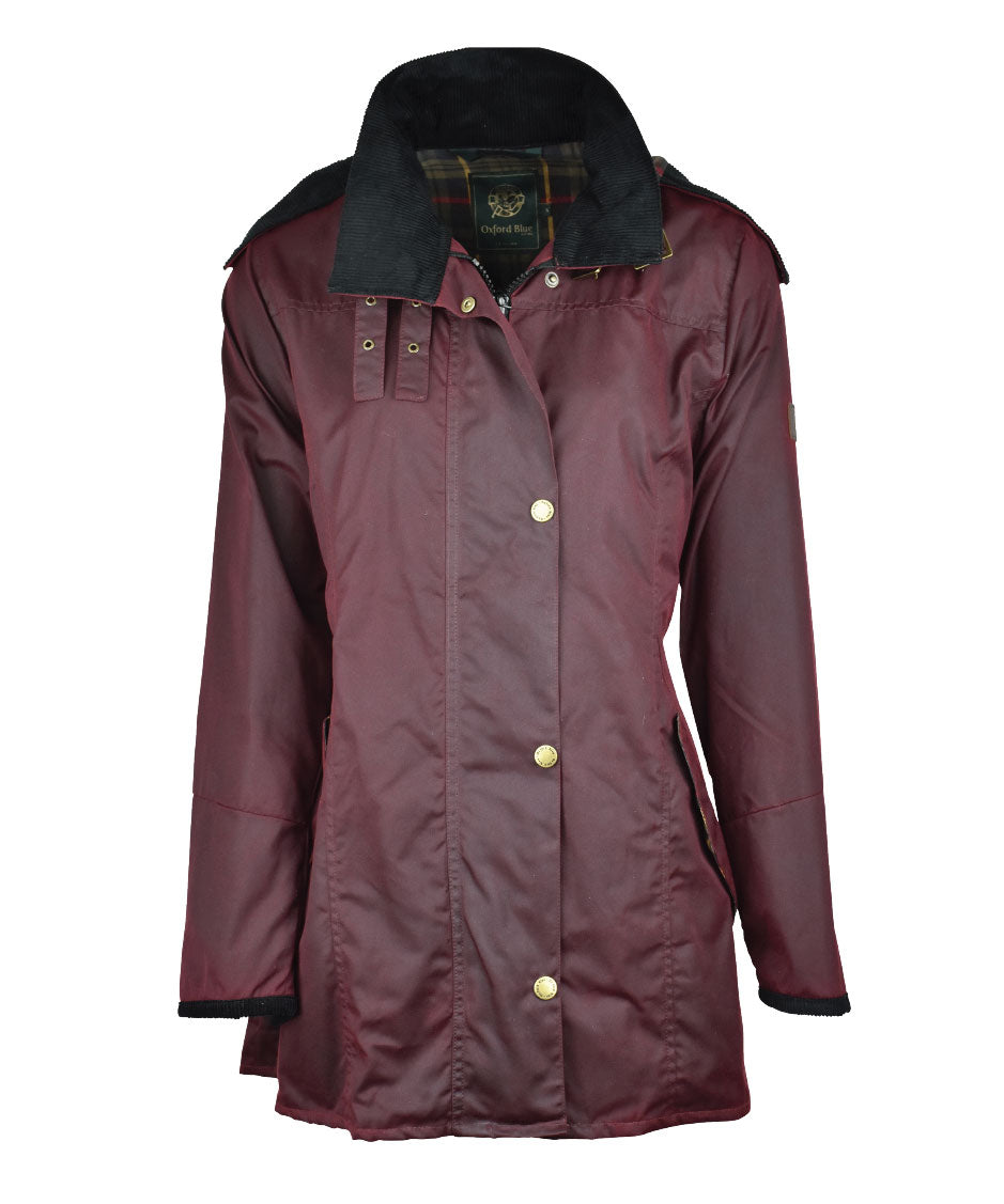 W02 - Women's Olivia Waxed Jacket - PLUM - Oxford Blue