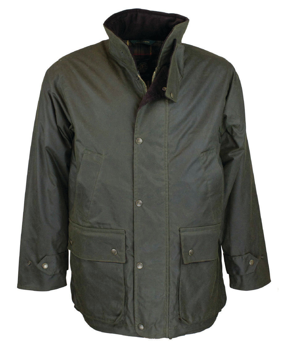 W05 - Men's Kingsbridge Padded Wax Antique Coat - GREEN - Oxford Blue