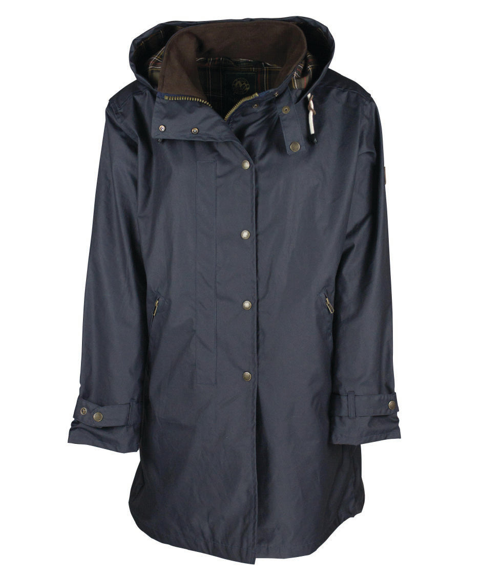 W08M - Ladies Brighton British Millerain Staywax Parka - NAVY - Oxford Blue