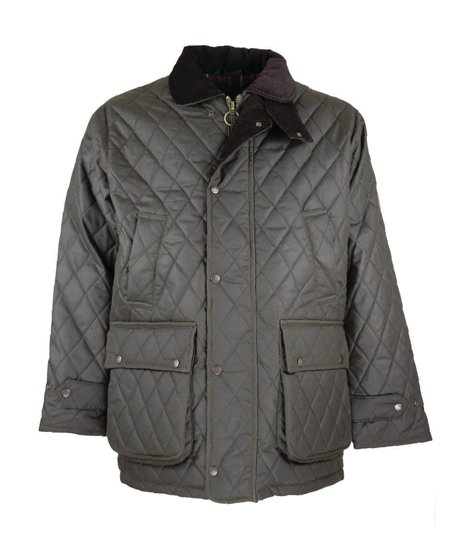 W27 - Men's Aarhus Quilted Wax Coat - DARK OLIVE - Oxford Blue