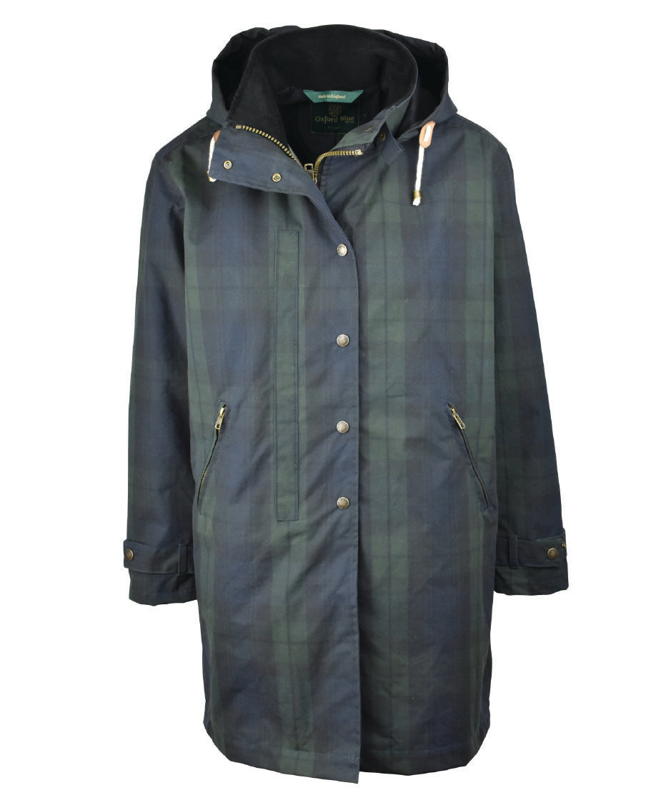 W77 - Ladies Brighton Tartan Washwax Parka - BLACKWATCH - Oxford Blue
