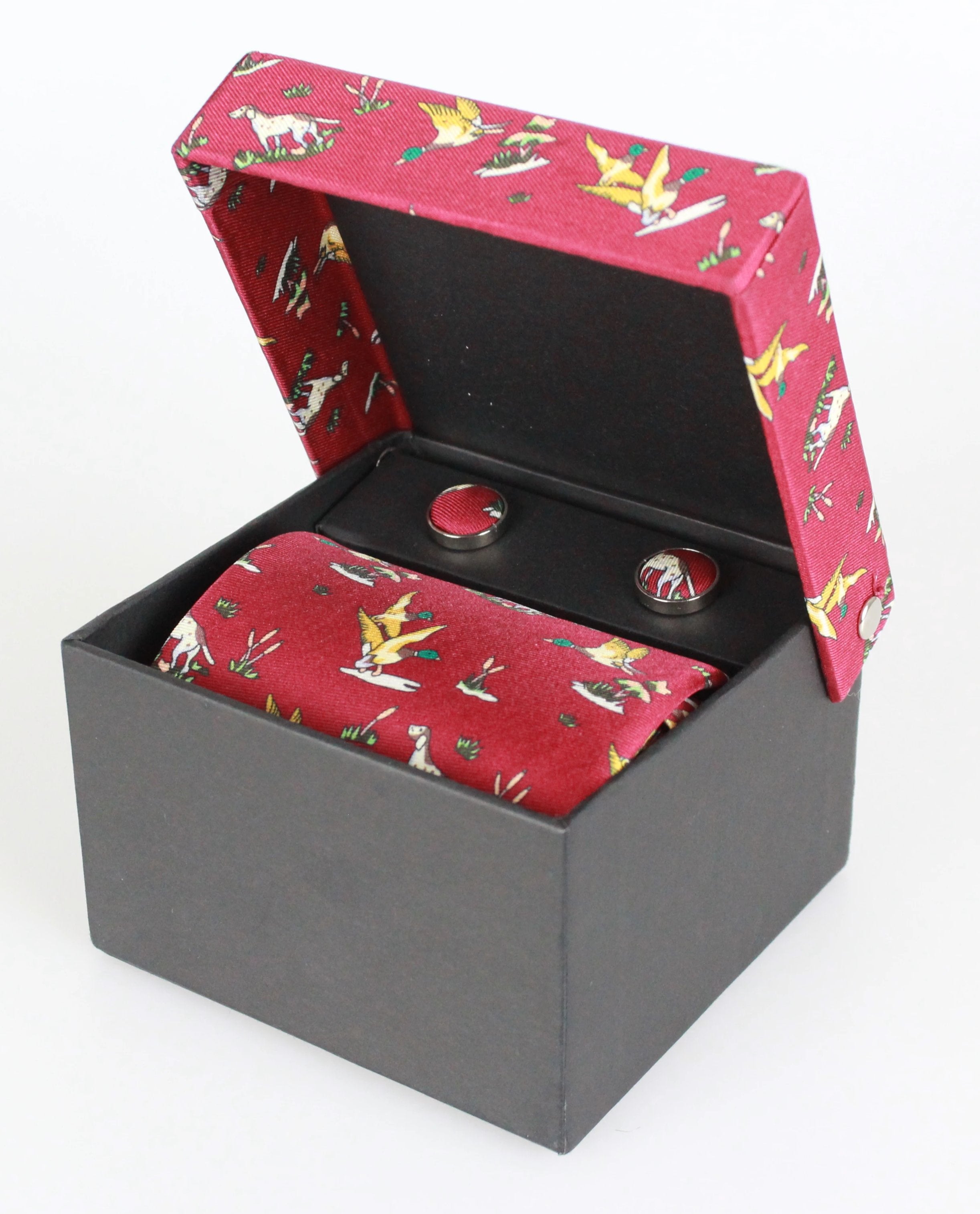 GT2 - 100% Silk Tie and Cufflink Boxset - WINE - Oxford Blue