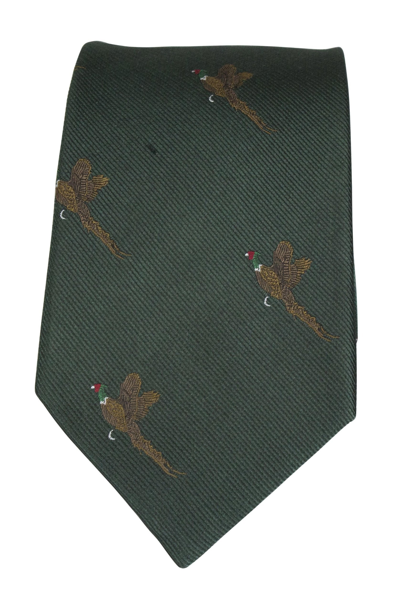 GT9 - 100% Silk Woven Tie - Pheasant - GREEN - Oxford Blue