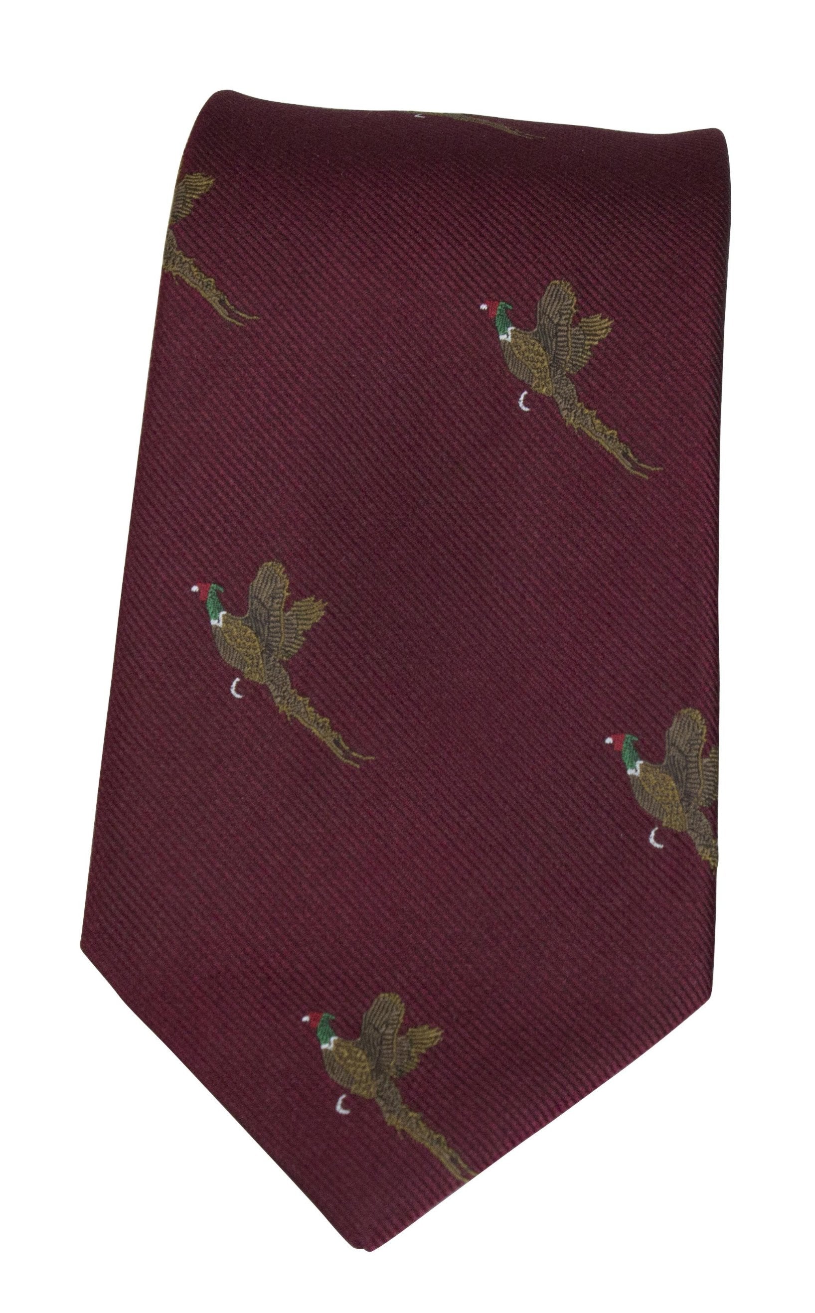 GT9 - 100% Silk Woven Tie - Pheasant - WINE - Oxford Blue