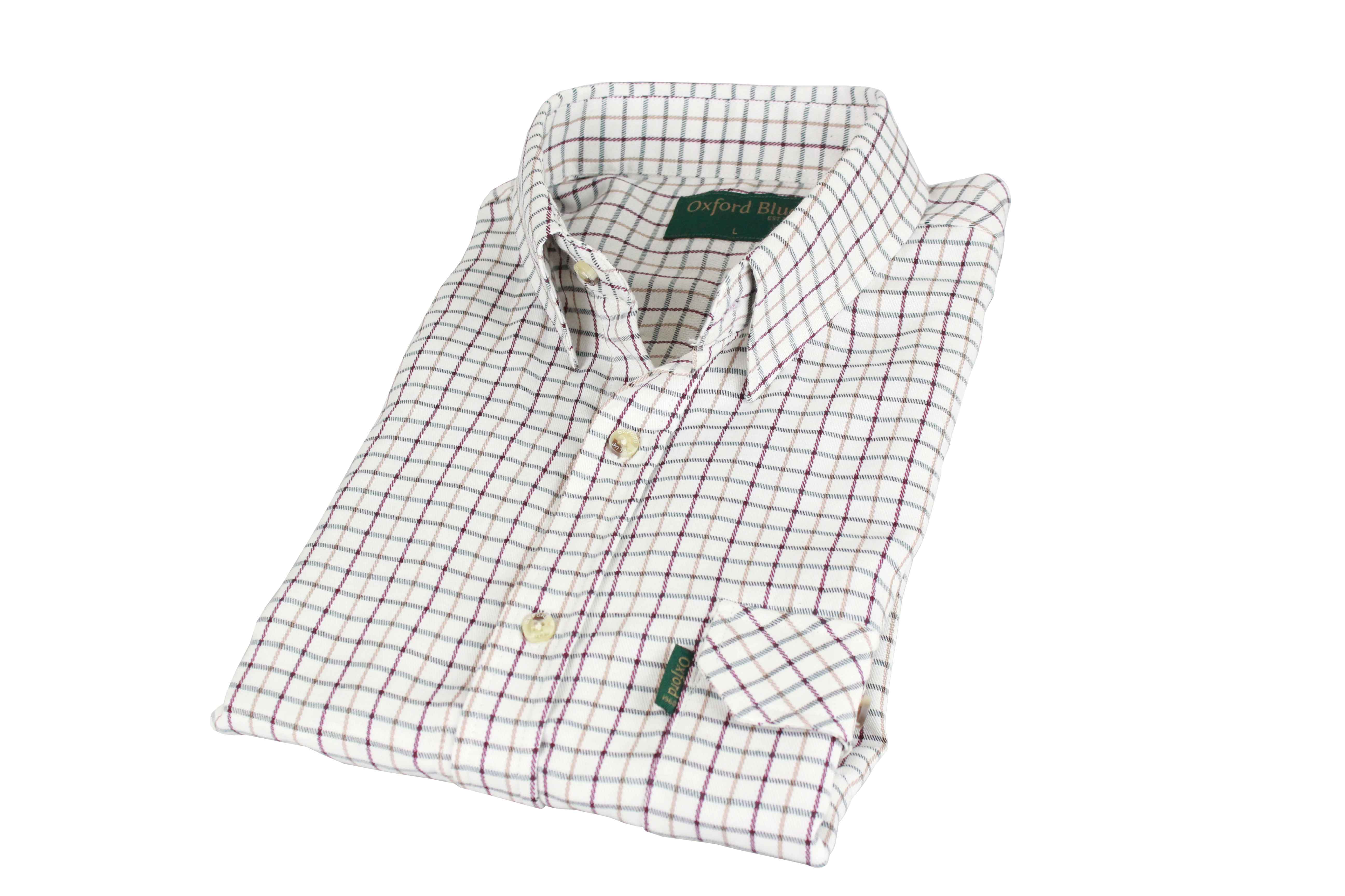 SH1 - Men's Tattersal Shirt - RED - Oxford Blue
