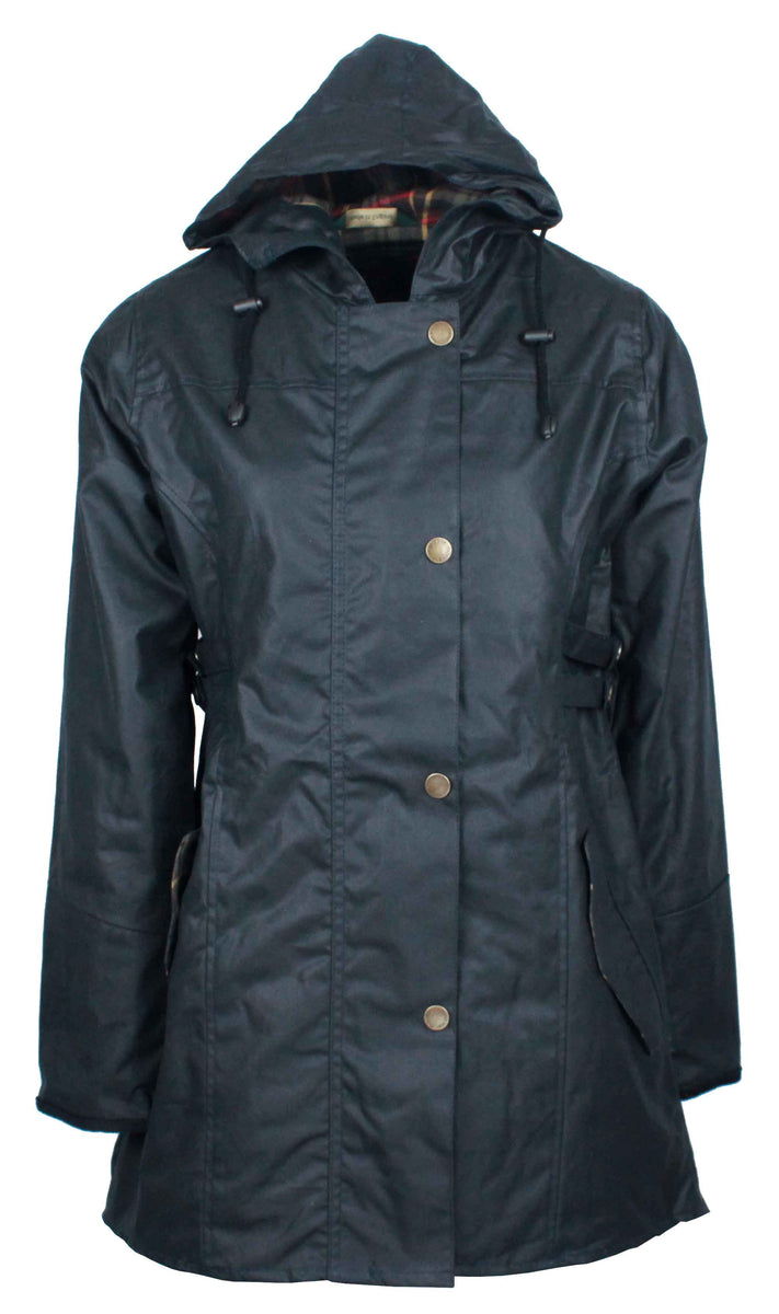 W218 Womens Hooded Katrina Wax Jacket NAVY1