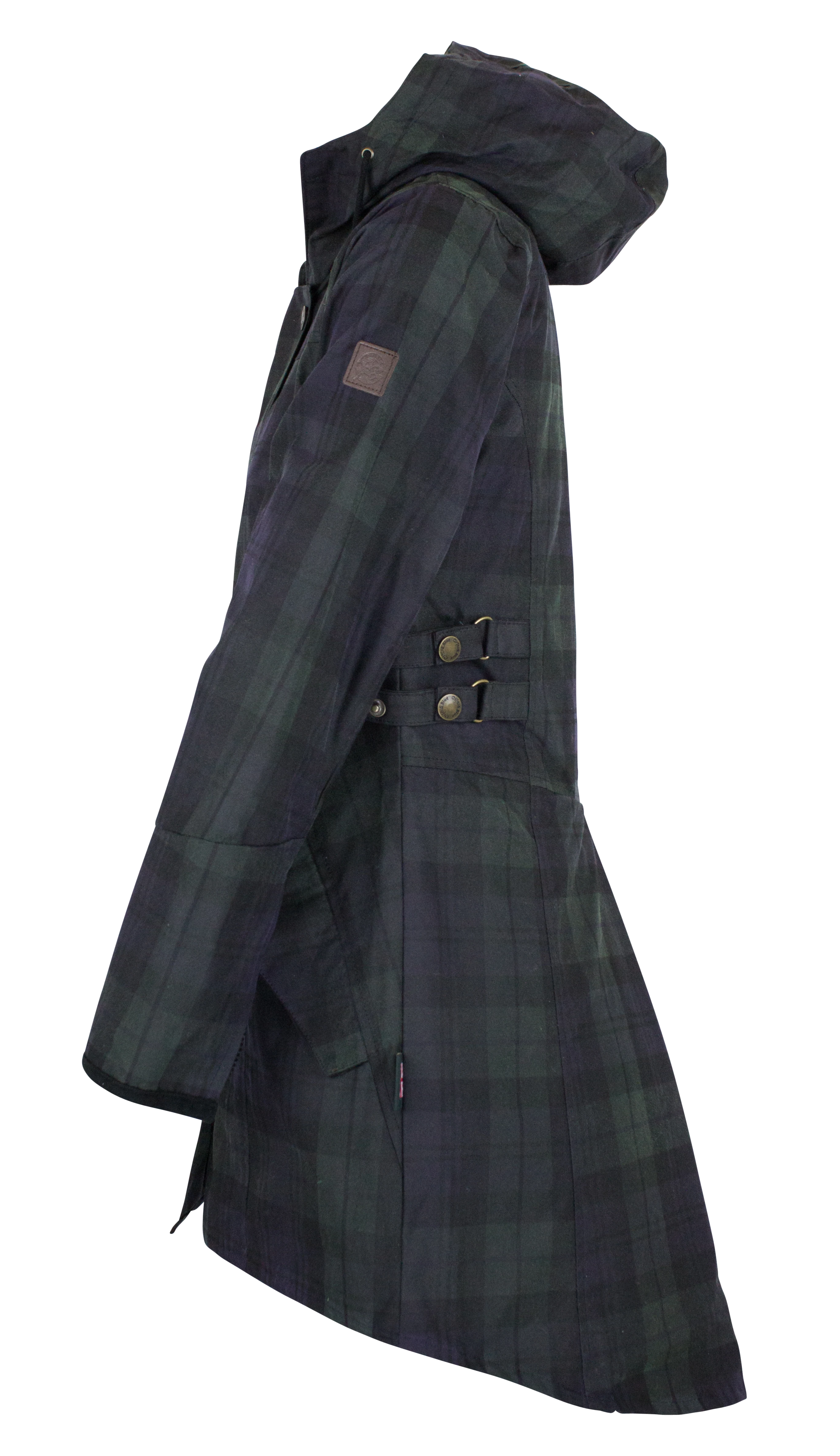 W315 - Women's Wax Tartan Hooded Katrina - BLACKWATCH - Oxford Blue