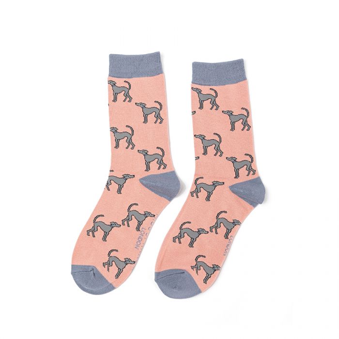 Women's Greyhounds Socks - Dusky Pink - Oxford Blue