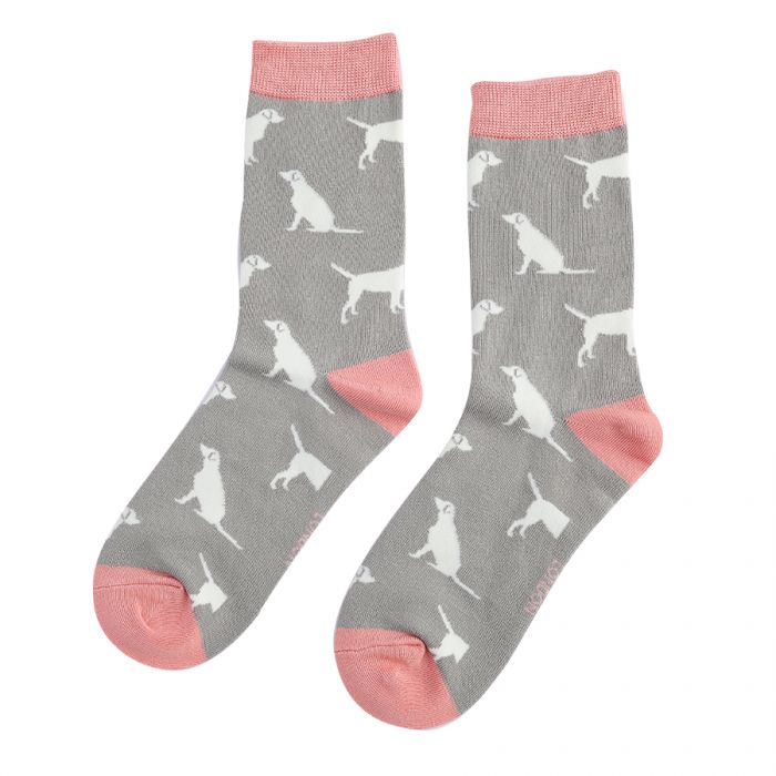 Women's Labradors Socks - Mid Grey - Oxford Blue
