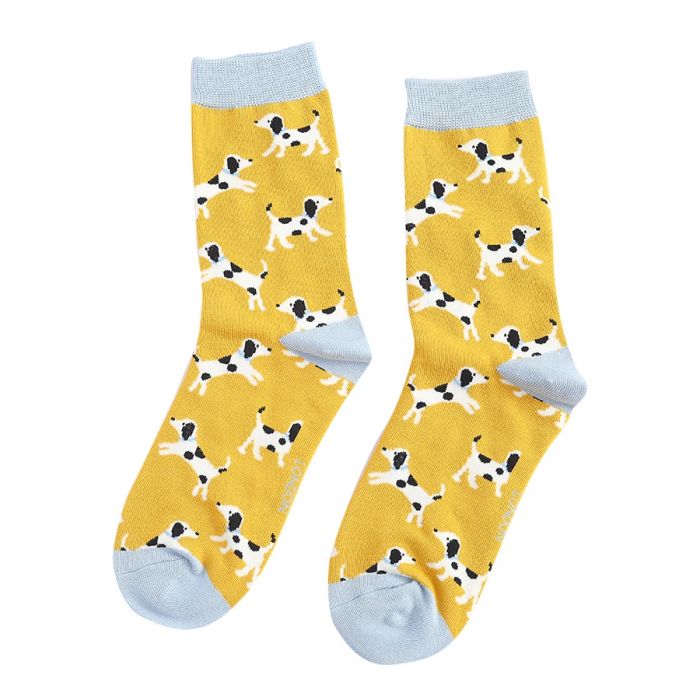 Women's Little Dalmations Socks - Yellow - Oxford Blue