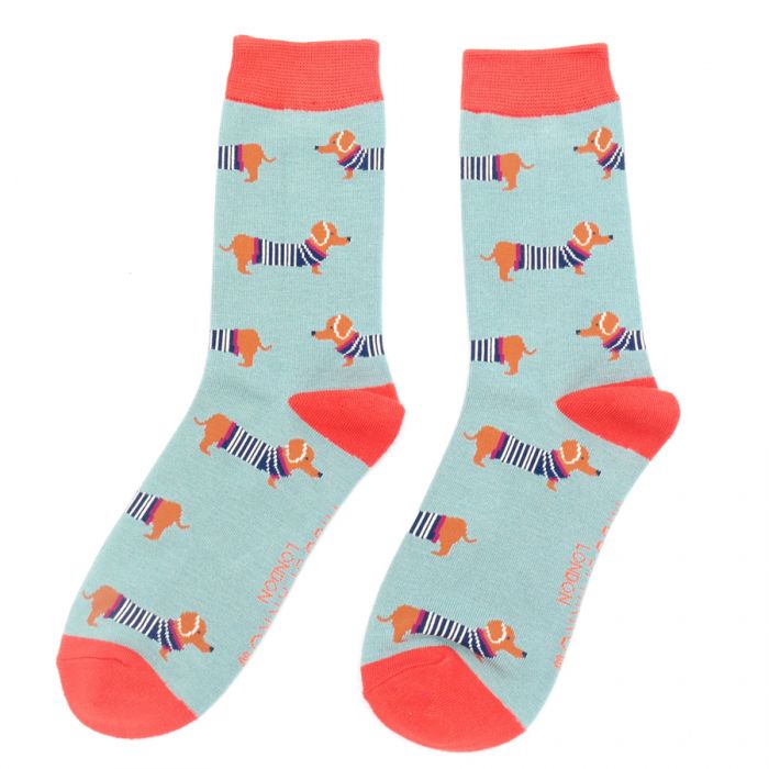 Women's Parisian Pup Socks - Faded Denim - Oxford Blue