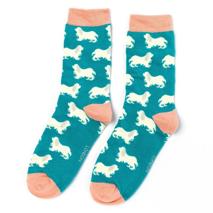 Women's Spaniels Socks - Teal - Oxford Blue