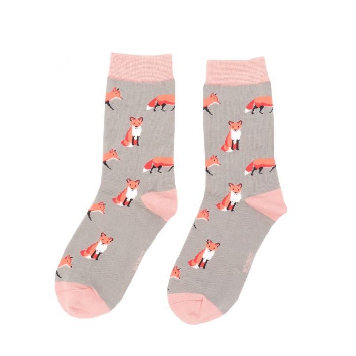 Women's Foxes Socks - Grey - Oxford Blue