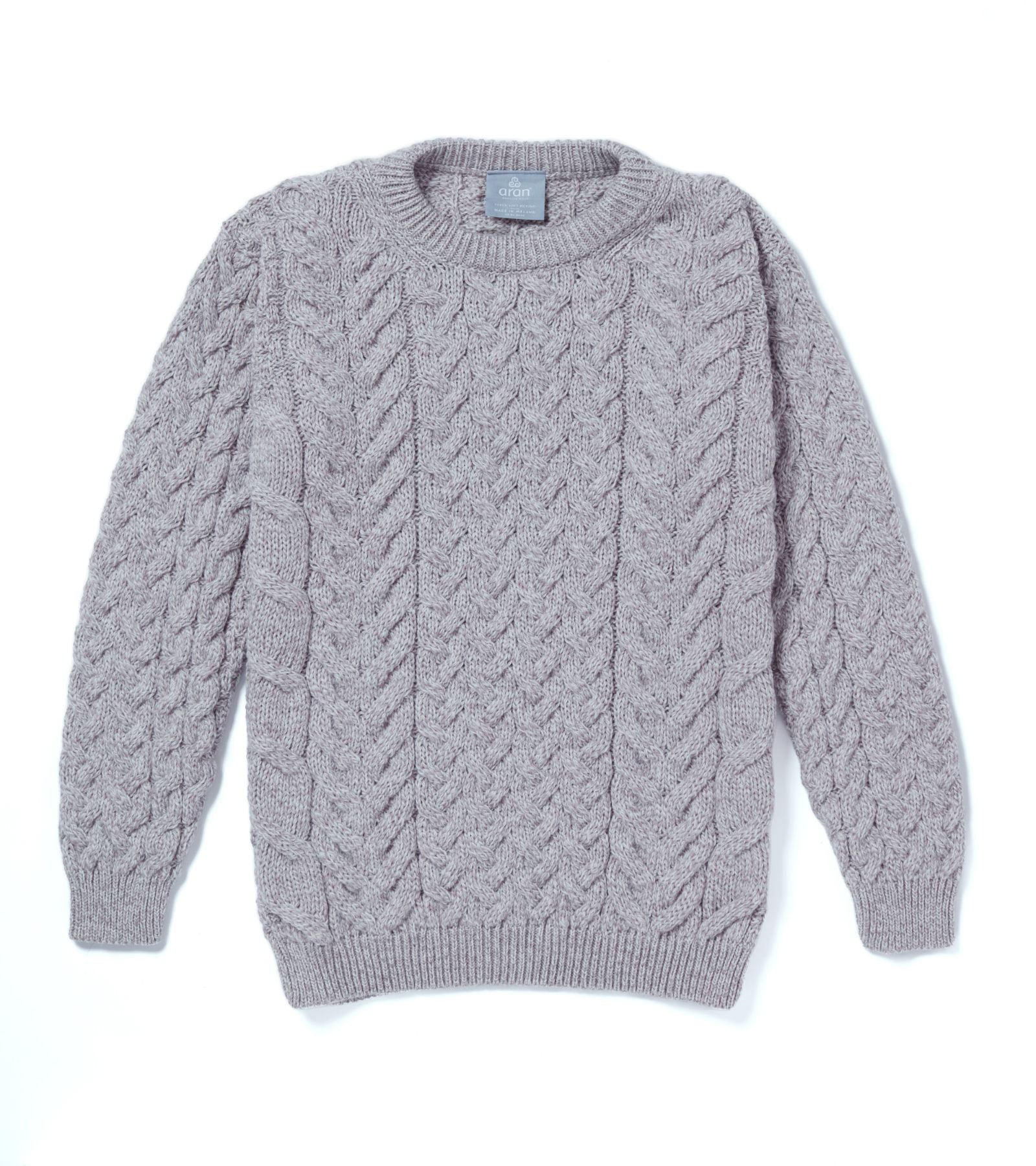 Crew Neck Unisex Aran Sweater - OAT - Oxford Blue