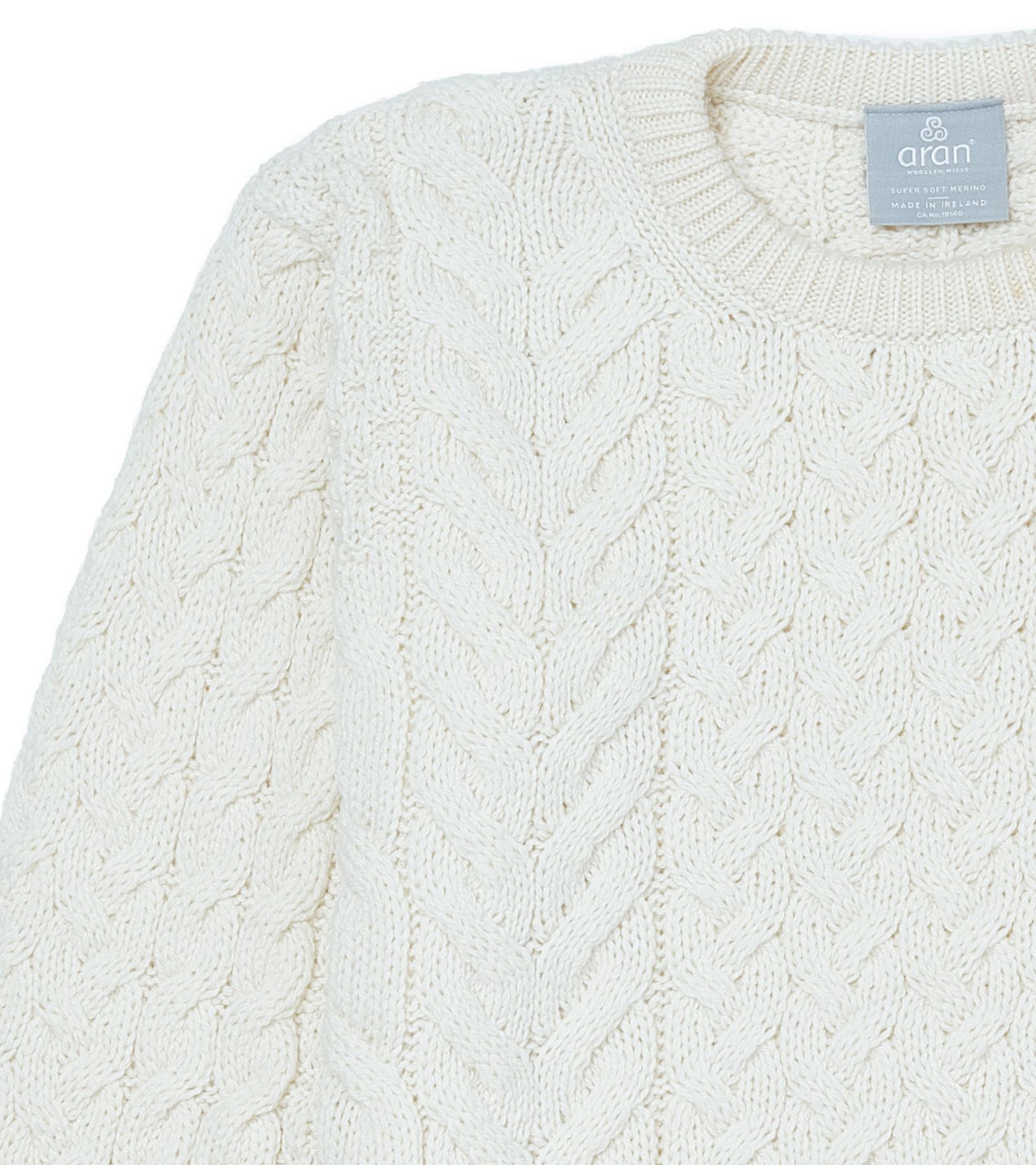 Men s Crew Neck Jumper ECRU Oxford Blue
