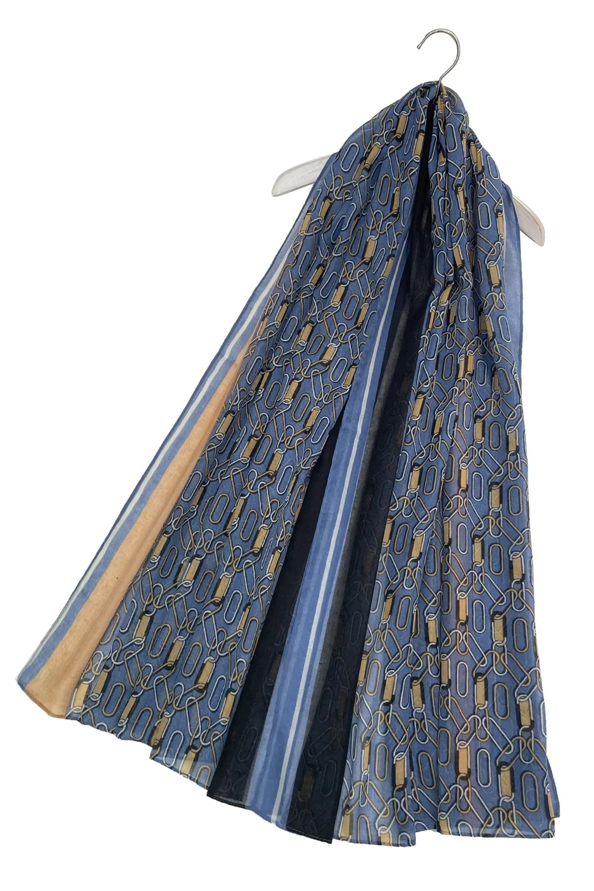 Chain Link Fashion Print Scarf - Blue - Oxford Blue