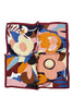 Retro Floral Colour Edge Print Square Scarf - Burgundy - Oxford Blue