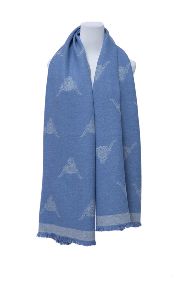 Supersoft Cow Scarf (Blue/Grey) - Oxford Blue
