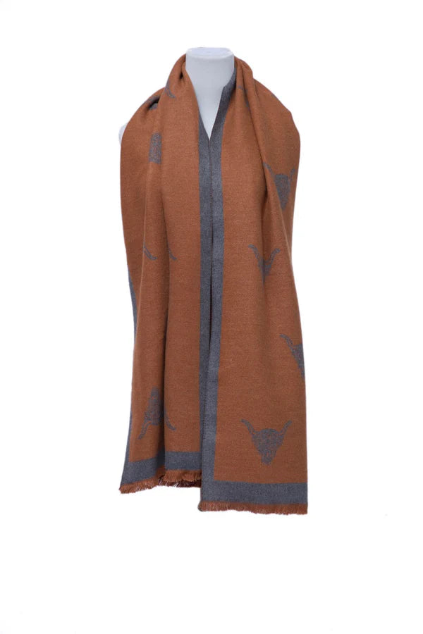 Supersoft Cow Scarf (Brown/Grey) - Oxford Blue