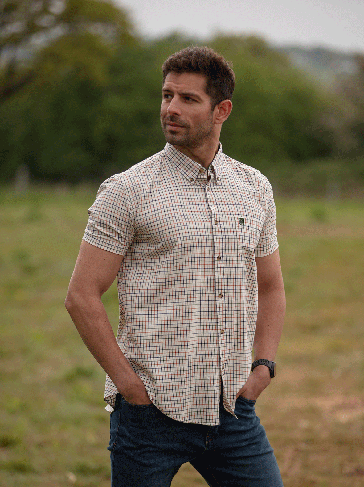 CSS203 - Gents Bern Short Sleeve Check Shirt - Oxford Blue