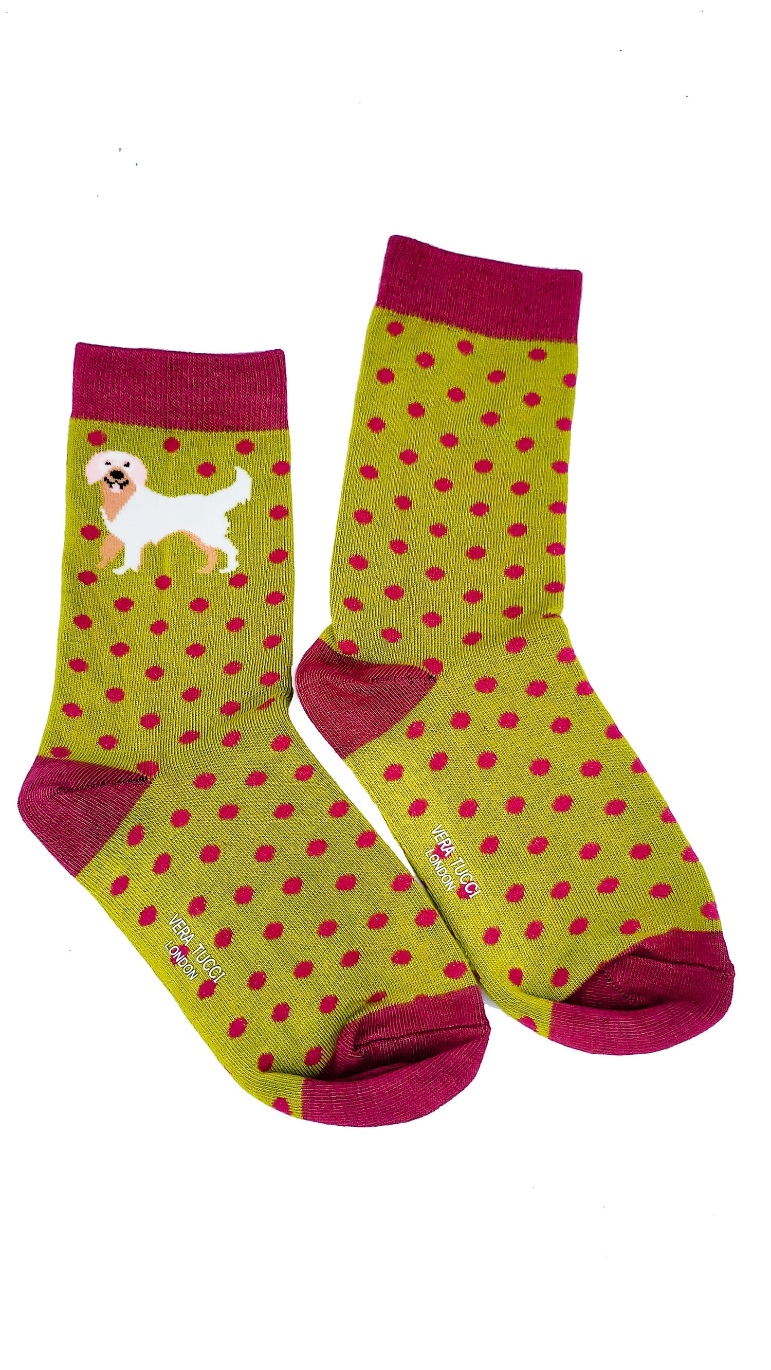 Womens Socks Dog & Spots - Lime Green