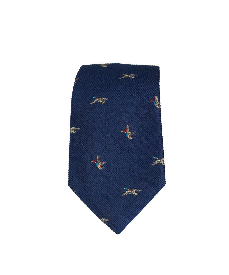 GT8 - 100% Silk Woven Tie - (2 Ducks) - NAVY - Oxford Blue