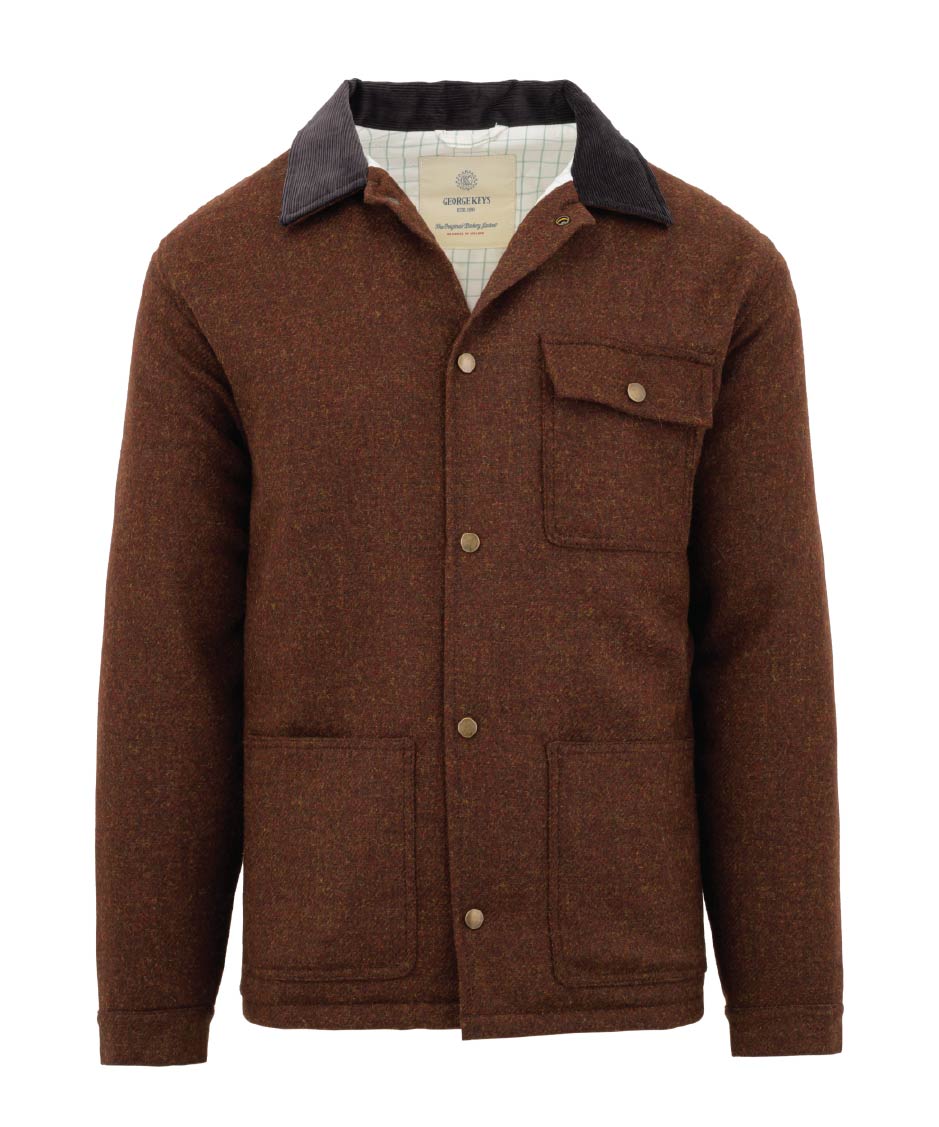 Unisex Wool Overshirt - BROWN - Oxford Blue