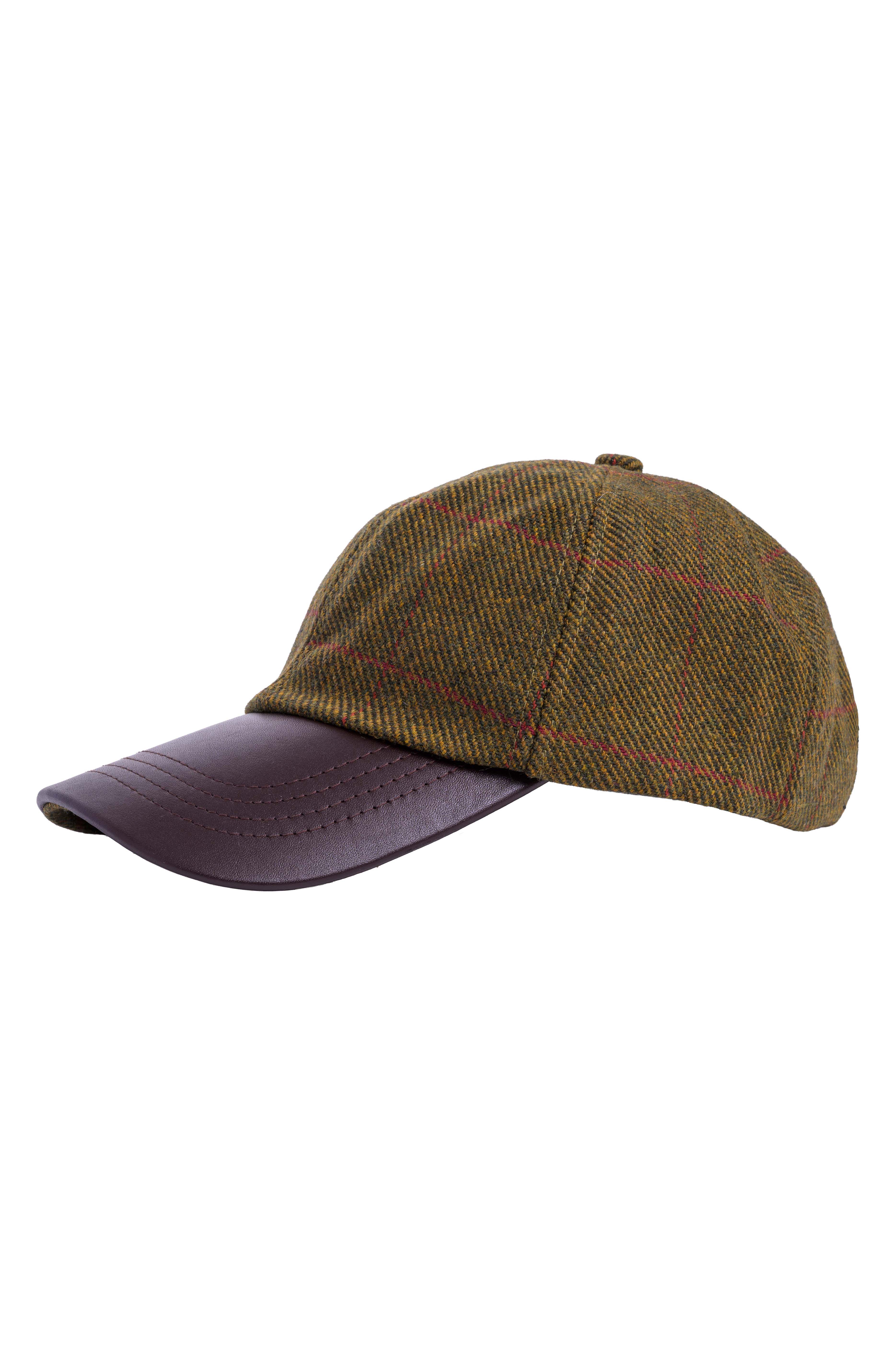 HW59 - Leather Peak Tweed Baseball Cap - DARK GREEN (5907/51) - Oxford Blue