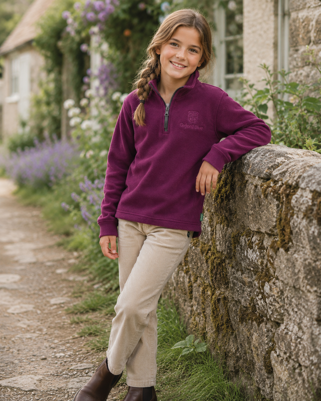 KSS03 - Childrens Unisex Ayr Sweatshirt - PLUM - Oxford Blue