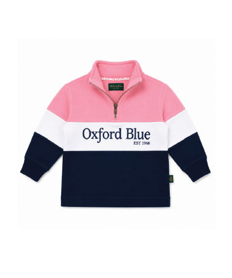 KSS01 - Childrens Unisex Girvan Sweatshirt - Pink/White/Navy - Oxford Blue