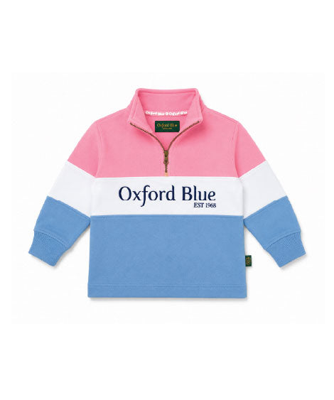 KSS01 - Childrens Unisex Girvan Sweatshirt - Pink/White/Blue - Oxford Blue