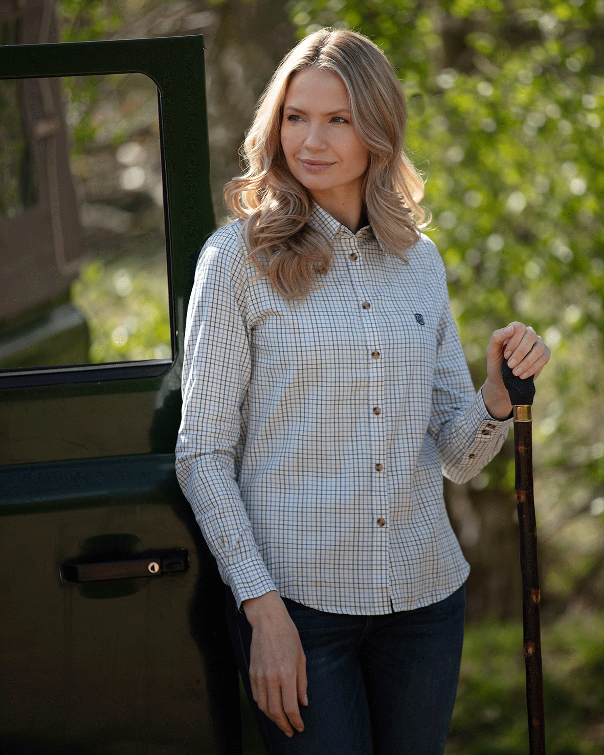 LCS201 - Ladies London Tattersall Shirt - NAVY - Oxford Blue