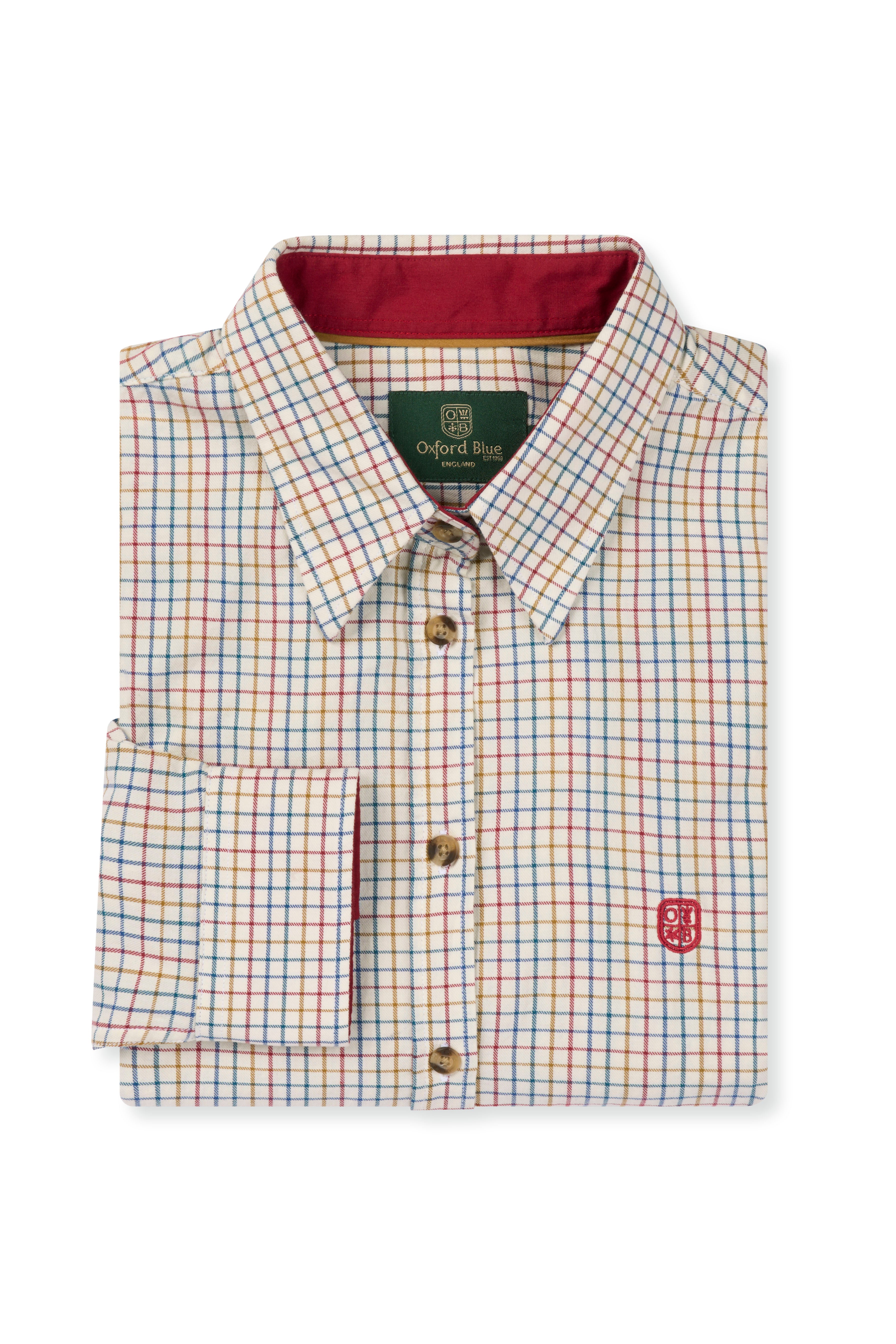 LCS201 - Ladies London Tattersall Shirt - RED - Oxford Blue