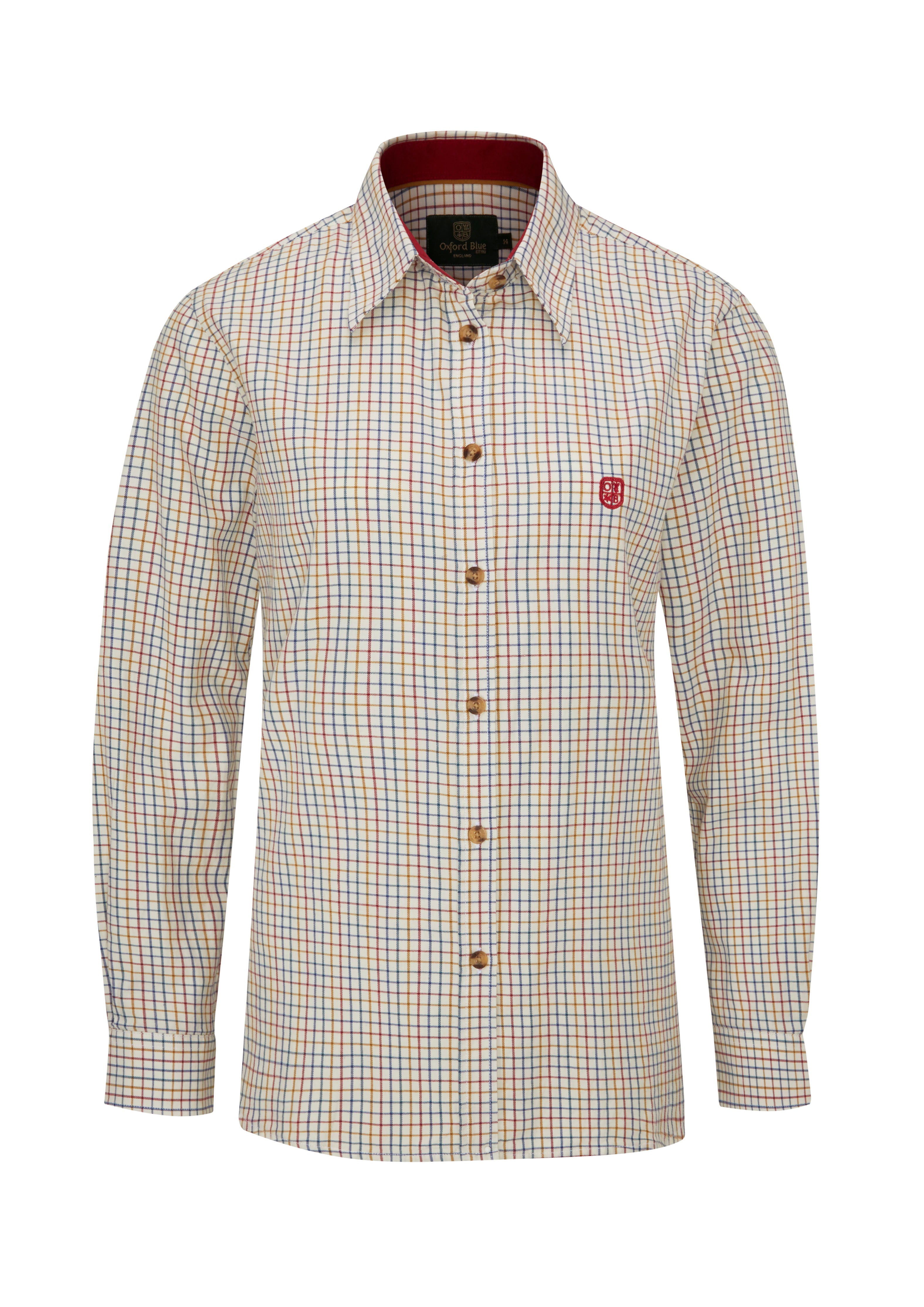 LCS201 - Ladies London Tattersall Shirt - RED - Oxford Blue