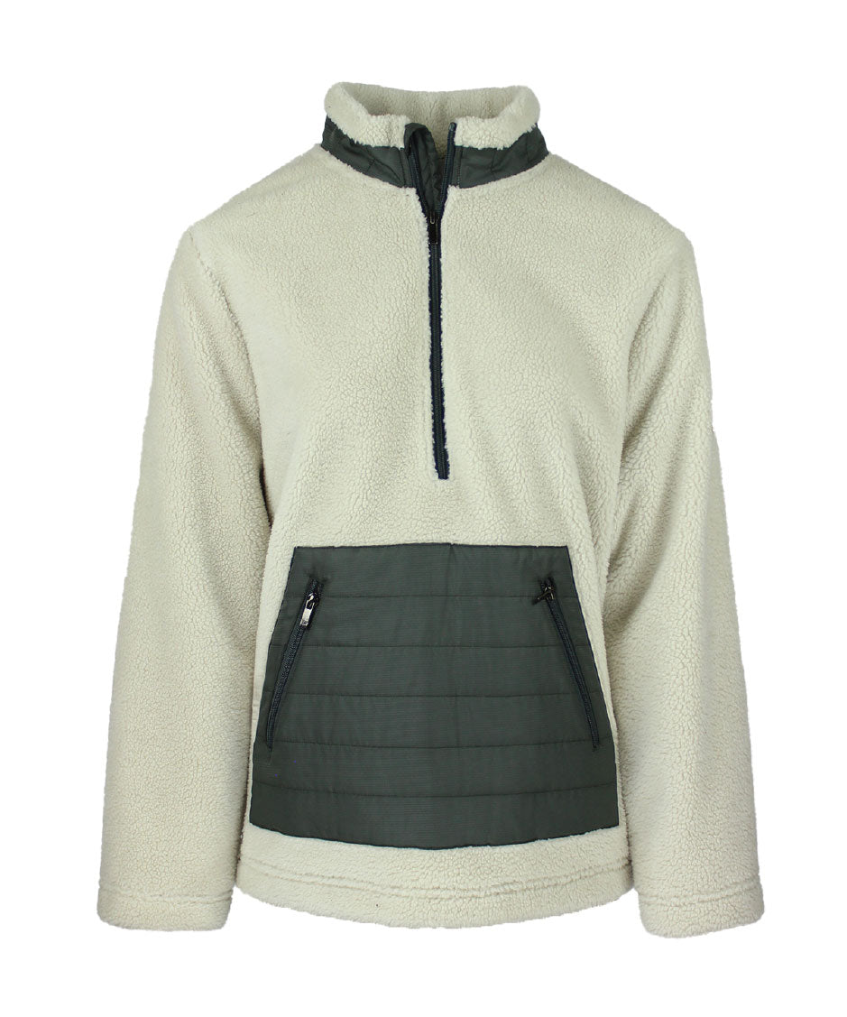 LF001 - Ladie's 1/2 Zip Sherpa Fleec - GREEN - Oxford Blue